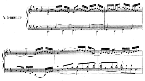 Noten J.S. Bachs Klavierpartita D-Dur