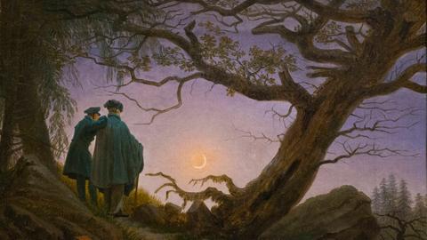 Caspar David Friedrich: Zwei Männer betrachten den Mond, ca. 1825