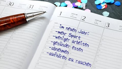 Kalender mit guten Vorsätzen für das neue Jahr