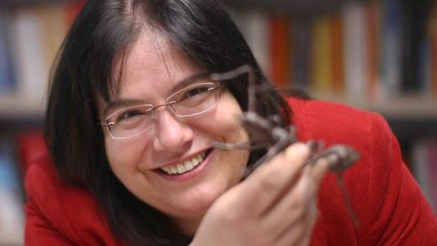 Die Evolutionsbiologin Susanne Foitzik mit einem Ameisenmodell.