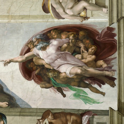 Darstellung von Gottvater durch Michelangelo in der Sixtinischen Kapelle, Rom