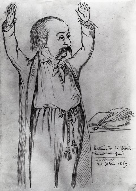 Gustave Flaubert, 1869, Zeichnung von George Sands Sohn Maurice