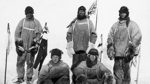 Robert Falcon Scott und seine Männer am Südpol, Januar 1912