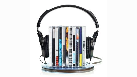 CDs mit Kopfhörer
