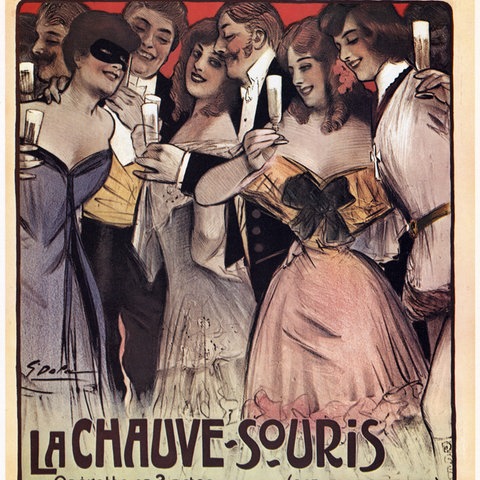 Französisches Werbeplakat für Strauss' "Die Fledermaus", 1904