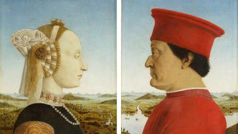 Piero della Francesca: Diptychon des Federico da Montefeltro mit seiner Gattin Battista Sforza, 1470er Jahre, Uffizien