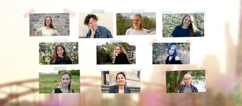 Collage mit den Porträts von zehn jungen Frauen