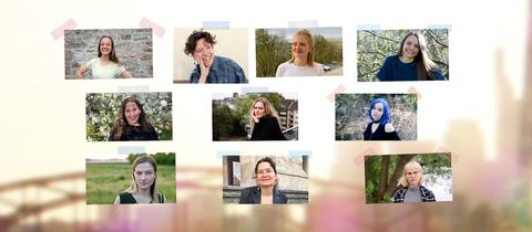 Collage mit den Porträts von zehn jungen Frauen
