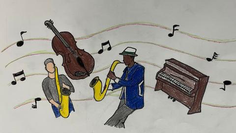 Zeichnung von Jazz-Musikern