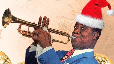 Louis Armstrong mit Weihnachtsmann-Mütze