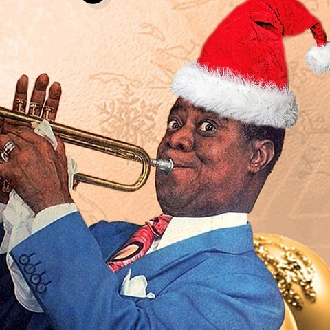 Louis Armstrong mit Weihnachtsmann-Mütze